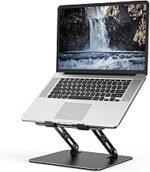 Adjustable Laptop Stand for Desk, Metal Foldable Laptop Riser Holder, Portable Desktop Book Stands, Ventilated Cooling Computer Notebook Stand Compatible with 10-15.6” Laptops